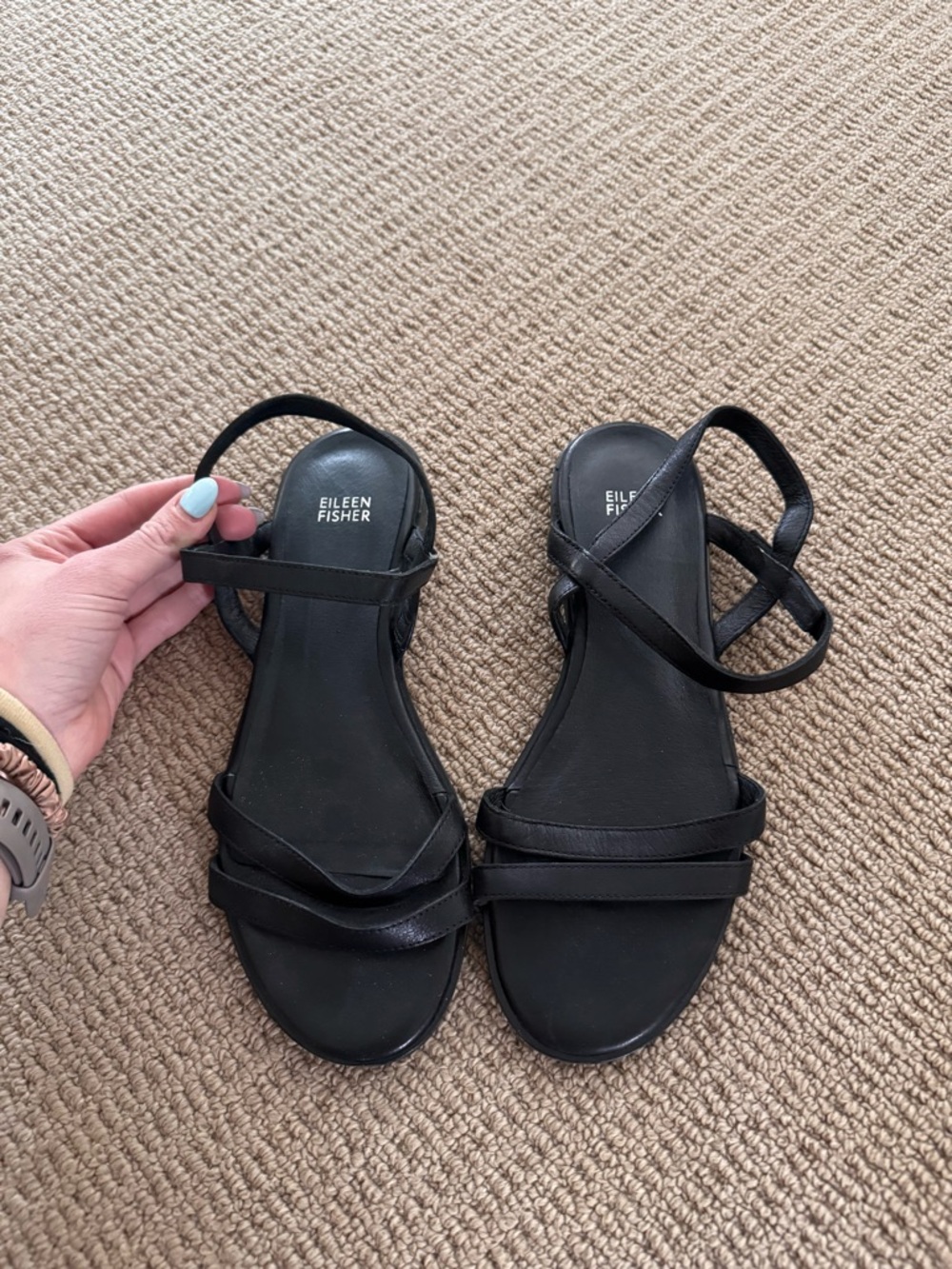 Eileen Fisher Black Strappy Minimal Sandals